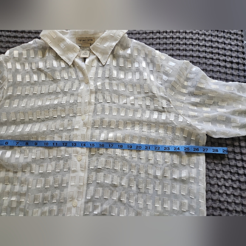 Notations Sheer Button Down Top - Size 2x - image 4